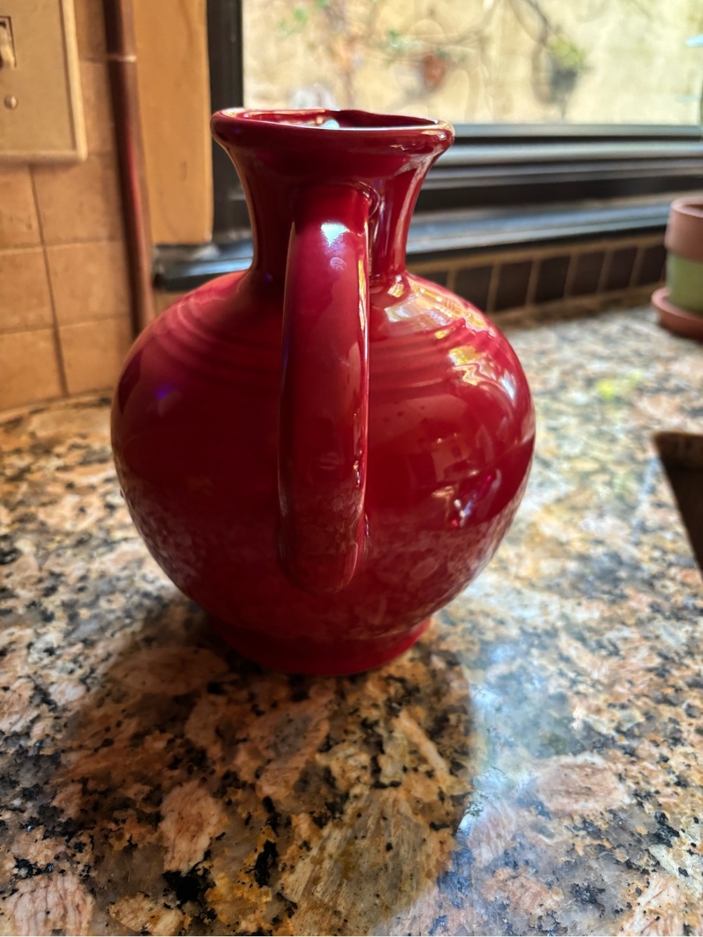 Fiesta Scarlet Red Ceramic Pitcher Vase -60 oz - Picture 2 of 4
